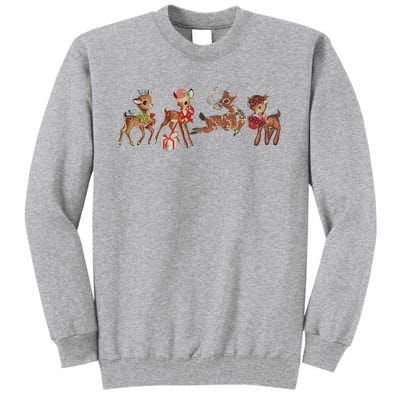 Retro Deer Christmas Baby Deer Xmas Reindeer Lover Tall Sweatshirt