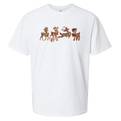 Retro Deer Christmas Baby Deer Xmas Reindeer Lover Sueded Cloud Jersey T-Shirt