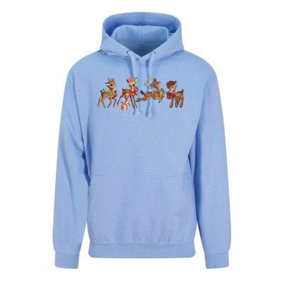 Retro Deer Christmas Baby Deer Xmas Reindeer Lover Unisex Surf Hoodie