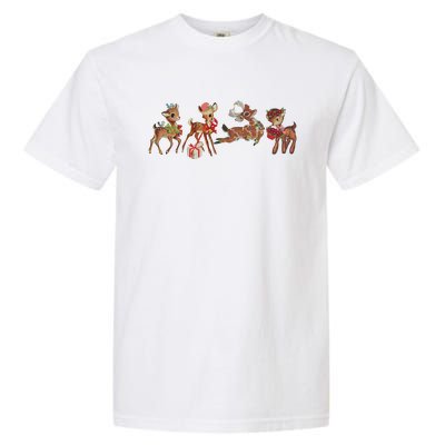 Retro Deer Christmas Baby Deer Xmas Reindeer Lover Garment-Dyed Heavyweight T-Shirt