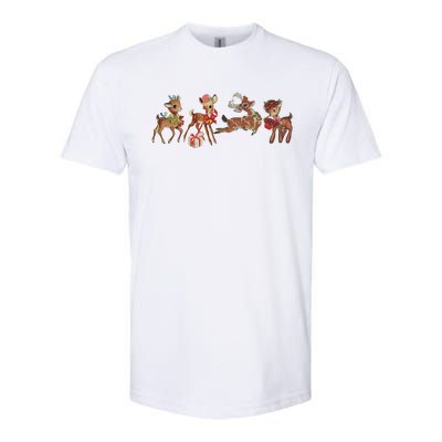 Retro Deer Christmas Baby Deer Xmas Reindeer Lover Softstyle CVC T-Shirt