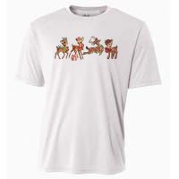 Retro Deer Christmas Baby Deer Xmas Reindeer Lover Cooling Performance Crew T-Shirt