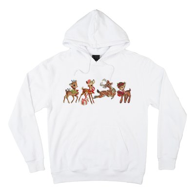 Retro Deer Christmas Baby Deer Xmas Reindeer Lover Hoodie