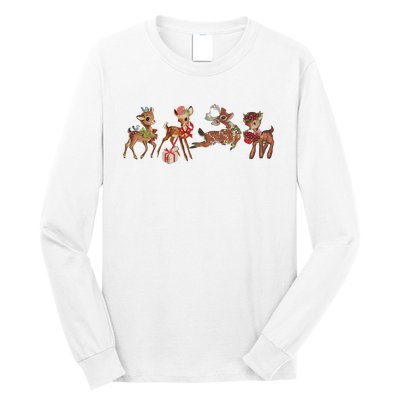 Retro Deer Christmas Baby Deer Xmas Reindeer Lover Long Sleeve Shirt