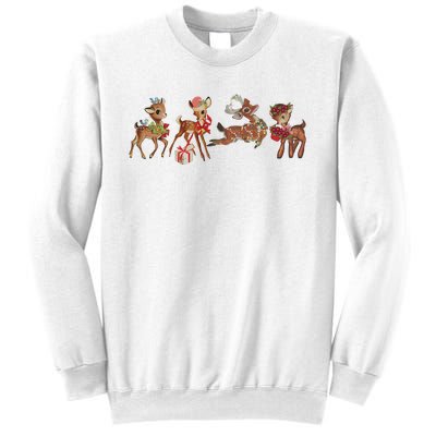 Retro Deer Christmas Baby Deer Xmas Reindeer Lover Sweatshirt