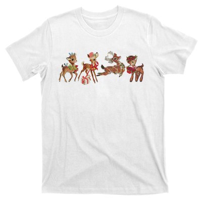 Retro Deer Christmas Baby Deer Xmas Reindeer Lover T-Shirt