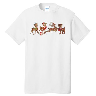 Retro Deer Christmas Baby Deer Xmas Reindeer Lover Tall T-Shirt