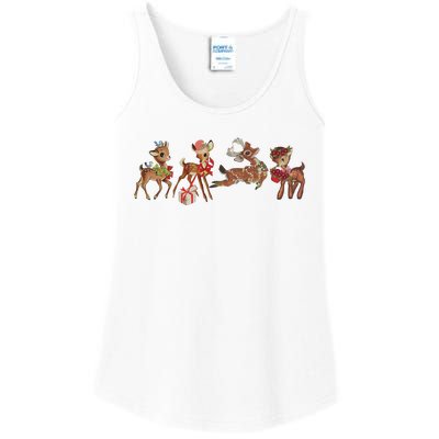 Retro Deer Christmas Baby Deer Xmas Reindeer Lover Ladies Essential Tank