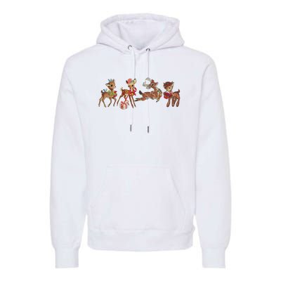 Retro Deer Christmas Baby Deer Xmas Reindeer Lover Premium Hoodie