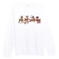 Retro Deer Christmas Baby Deer Xmas Reindeer Lover Premium Crewneck Sweatshirt