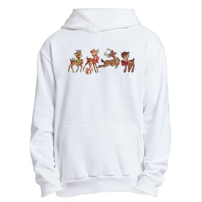 Retro Deer Christmas Baby Deer Xmas Reindeer Lover Urban Pullover Hoodie