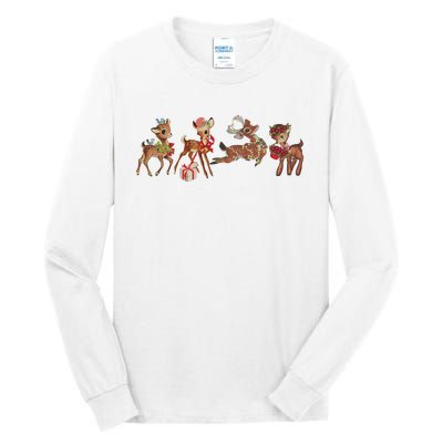 Retro Deer Christmas Baby Deer Xmas Reindeer Lover Tall Long Sleeve T-Shirt