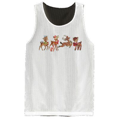 Retro Deer Christmas Baby Deer Xmas Reindeer Lover Mesh Reversible Basketball Jersey Tank