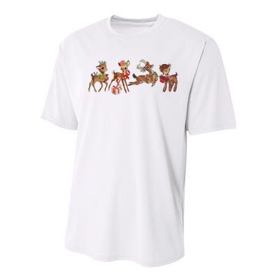 Retro Deer Christmas Baby Deer Xmas Reindeer Lover Performance Sprint T-Shirt