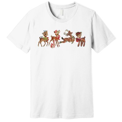 Retro Deer Christmas Baby Deer Xmas Reindeer Lover Premium T-Shirt