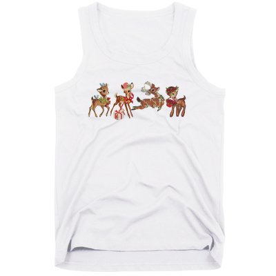 Retro Deer Christmas Baby Deer Xmas Reindeer Lover Tank Top