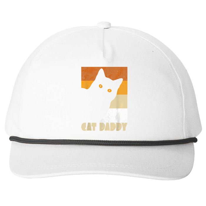 Retro Distressed Cat Crazy Look Vintage Cat Daddy Snapback Five-Panel Rope Hat