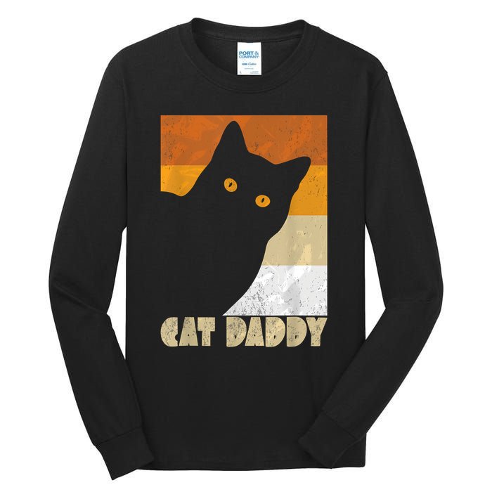 Retro Distressed Cat Crazy Look Vintage Cat Daddy Tall Long Sleeve T-Shirt