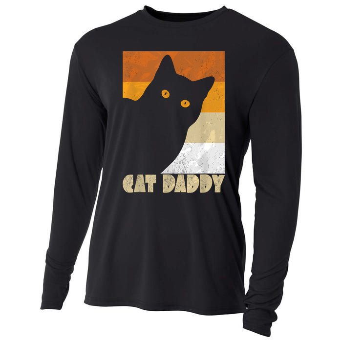 Retro Distressed Cat Crazy Look Vintage Cat Daddy Cooling Performance Long Sleeve Crew