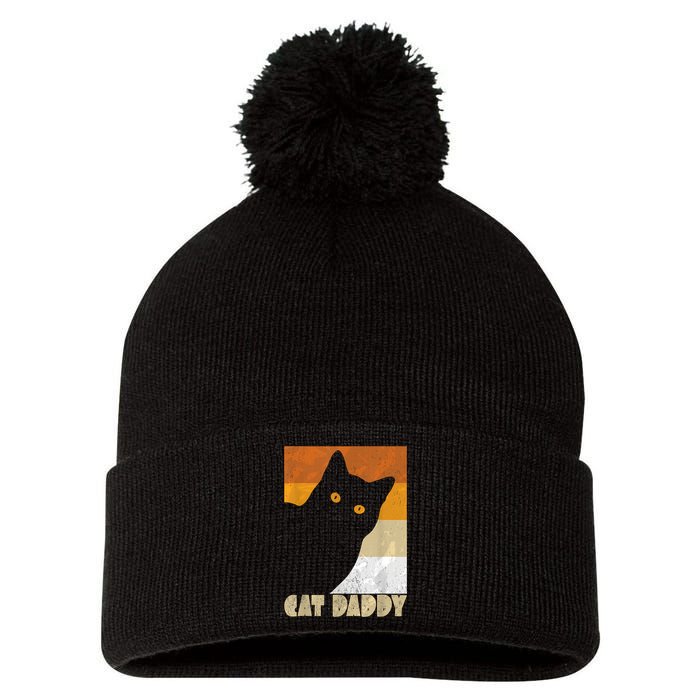 Retro Distressed Cat Crazy Look Vintage Cat Daddy Pom Pom 12in Knit Beanie