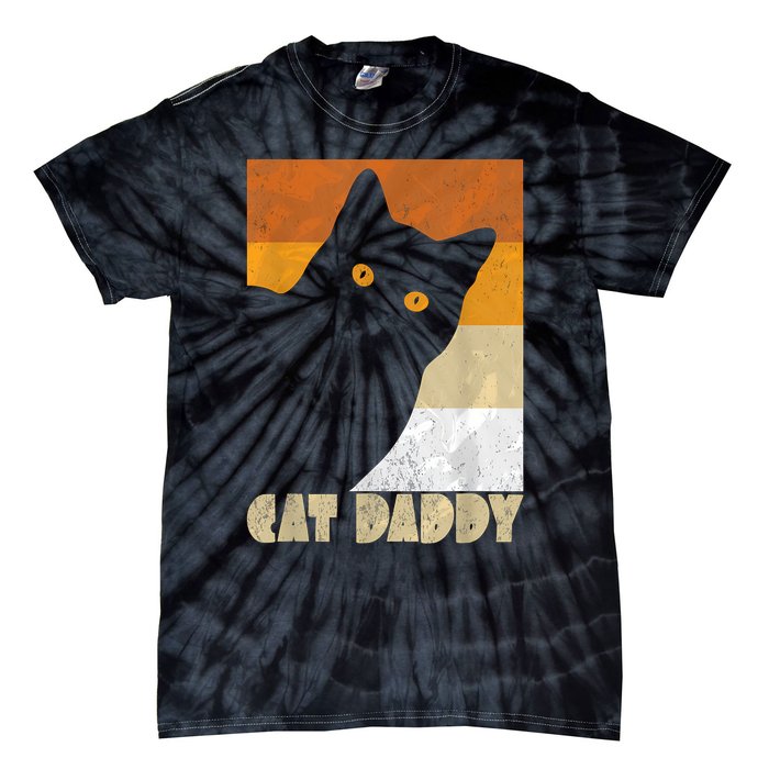 Retro Distressed Cat Crazy Look Vintage Cat Daddy Tie-Dye T-Shirt