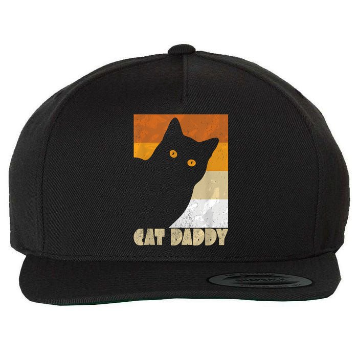 Retro Distressed Cat Crazy Look Vintage Cat Daddy Wool Snapback Cap