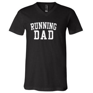 Running Dad Classic Bold Font FatherS Day Daddy V-Neck T-Shirt