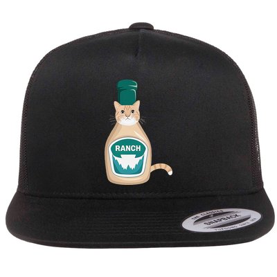 Ranch Dressing Cat Funny Ranch Dressing Sauce Humor Flat Bill Trucker Hat