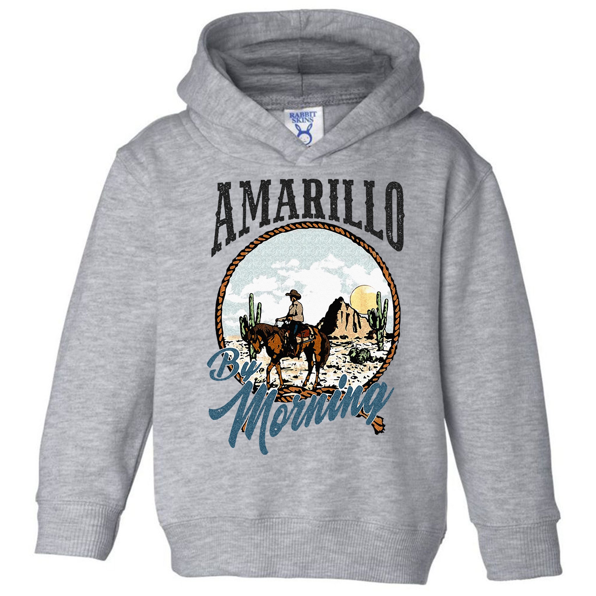 Retro Desert Cowboy Riding Horse Amarillo By Morning Western Toddler Hoodie