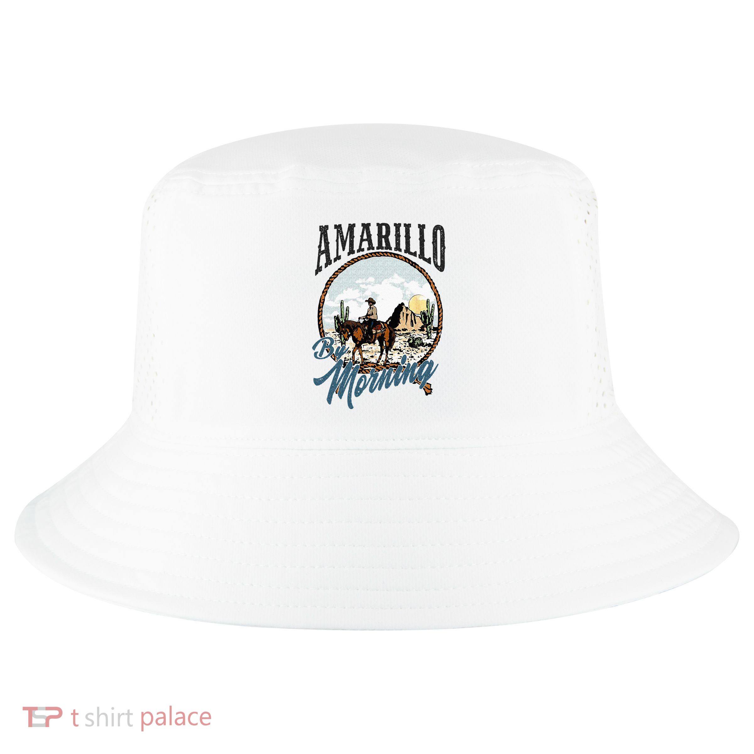 Retro Desert Cowboy Riding Horse Amarillo By Morning Western Cool Comfort Performance Bucket Hat