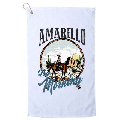 Retro Desert Cowboy Riding Horse Amarillo By Morning Western Golf Towel