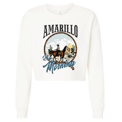 Retro Desert Cowboy Riding Horse Amarillo By Morning Western Cropped Pullover Crew