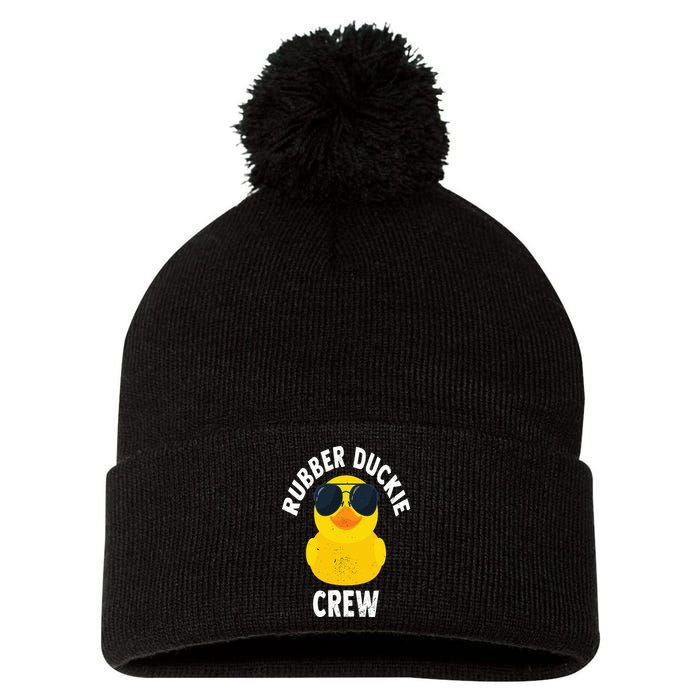 Rubber Duckie Crew Funny Rubber Duck Pom Pom 12in Knit Beanie
