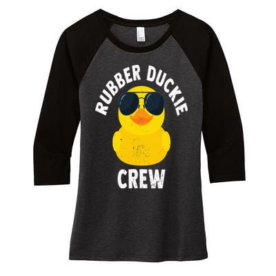 Rubber Duckie Crew Funny Rubber Duck Women's Tri-Blend 3/4-Sleeve Raglan Shirt