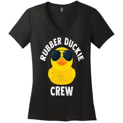 Rubber Duckie Crew Funny Rubber Duck Women's V-Neck T-Shirt