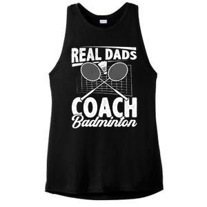 Real Dads Coach Badminton Badminton Player Shuttlecock Sport Gift Ladies PosiCharge Tri-Blend Wicking Tank