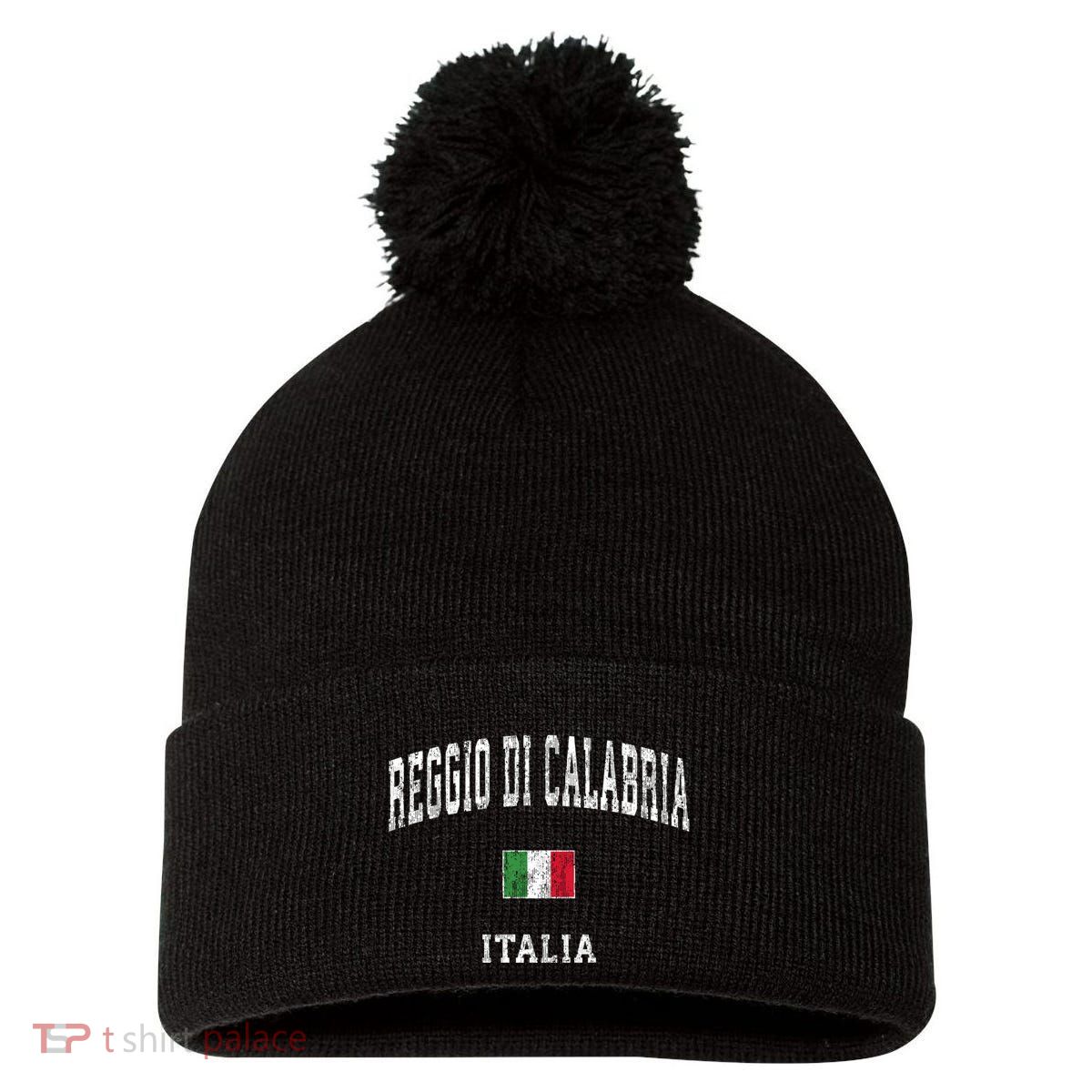 Reggio Di Calabria Italy Vintage Athletic Sports Pom Pom 12in Knit Beanie