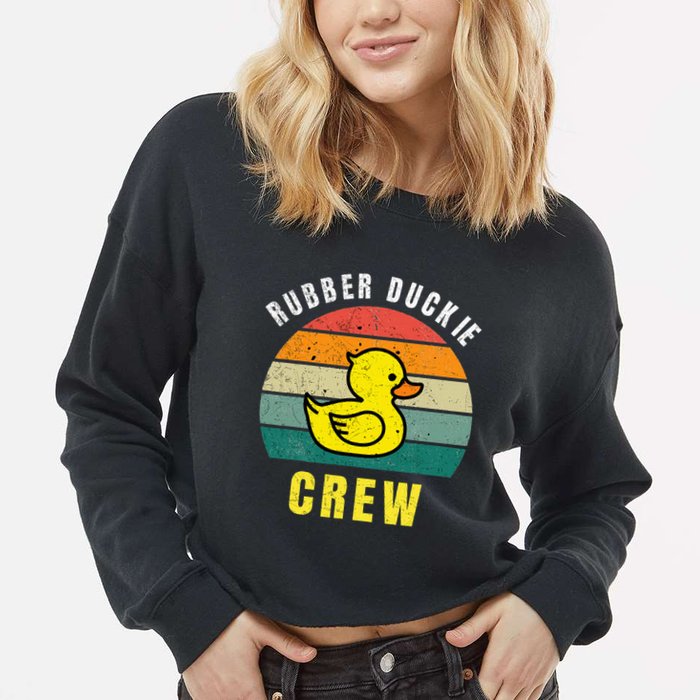 Rubber Duckie Crew Funny Rubber Duck Cropped Pullover Crew