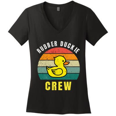 Rubber Duckie Crew Funny Rubber Duck Women's V-Neck T-Shirt