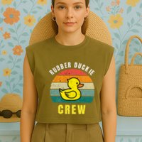 Rubber Duckie Crew Funny Rubber Duck Garment-Dyed Women's Muscle Tee