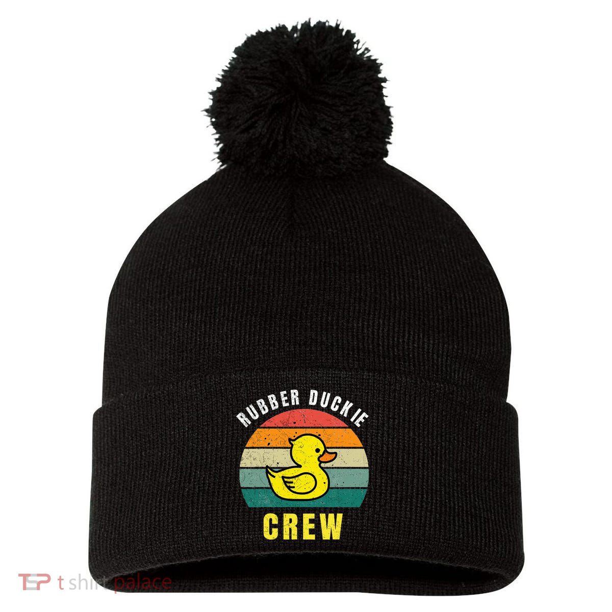 Rubber Duckie Crew Funny Rubber Duck Pom Pom 12in Knit Beanie