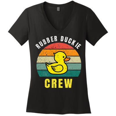 Rubber Duckie Crew Funny Rubber Duck Women's V-Neck T-Shirt