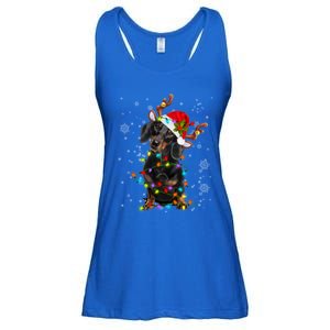 Reindeer Dachshund Christmas Lights Funny Reindeer Dackel Cute Gift Ladies Essential Flowy Tank