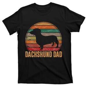 Retro Dachshund Dad Gift Doxie Daddy Dog Owner Pet Father T-Shirt