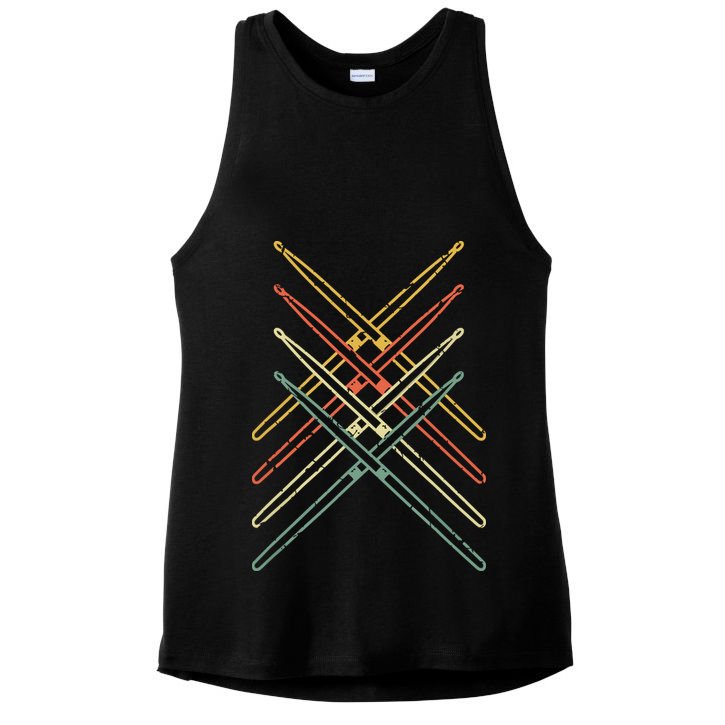 Retro Drumsticks Drummer Gifts Drums Ladies PosiCharge Tri-Blend Wicking Tank