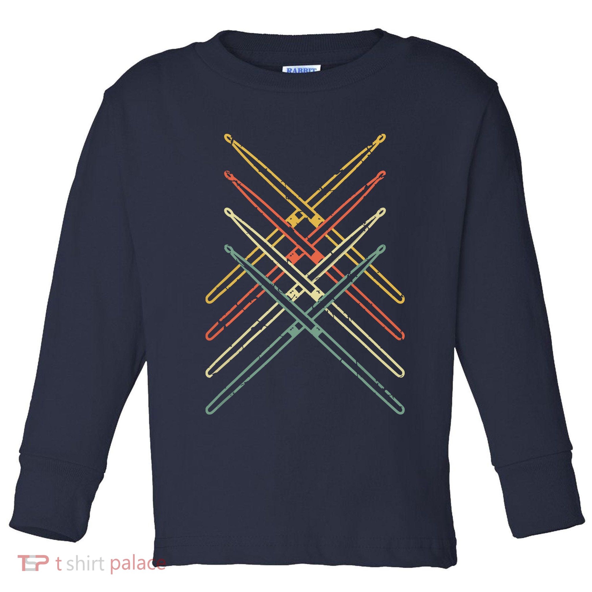 Retro Drumsticks Drummer Gifts Drums Toddler Long Sleeve Shirt