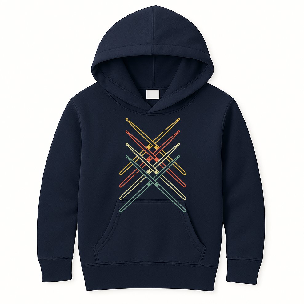 Retro Drumsticks Drummer Gifts Drums Kids Hoodie