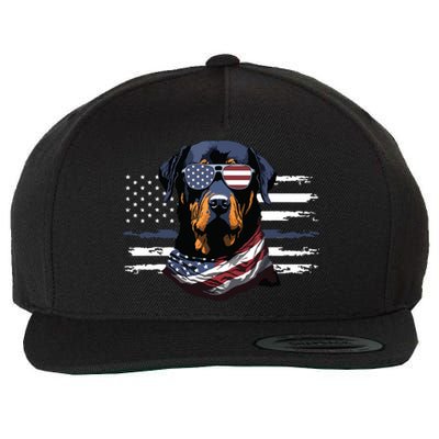 Rottweiler Dog Dad Dog Mom USA Flag 4th Of July Wool Snapback Cap