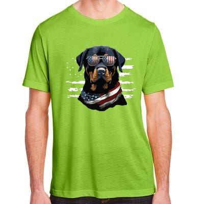 Rottweiler Dog Dad Dog Mom USA Flag 4th Of July Adult ChromaSoft Performance T-Shirt