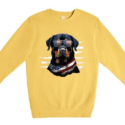 Rottweiler Dog Dad Dog Mom USA Flag 4th Of July Premium Crewneck Sweatshirt